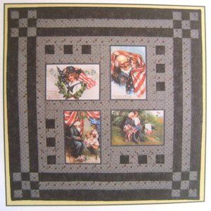 Nine-Patch Quilted Wall Hanging Kit AMERICAN FLAG Pattern/Fabric by Olde America